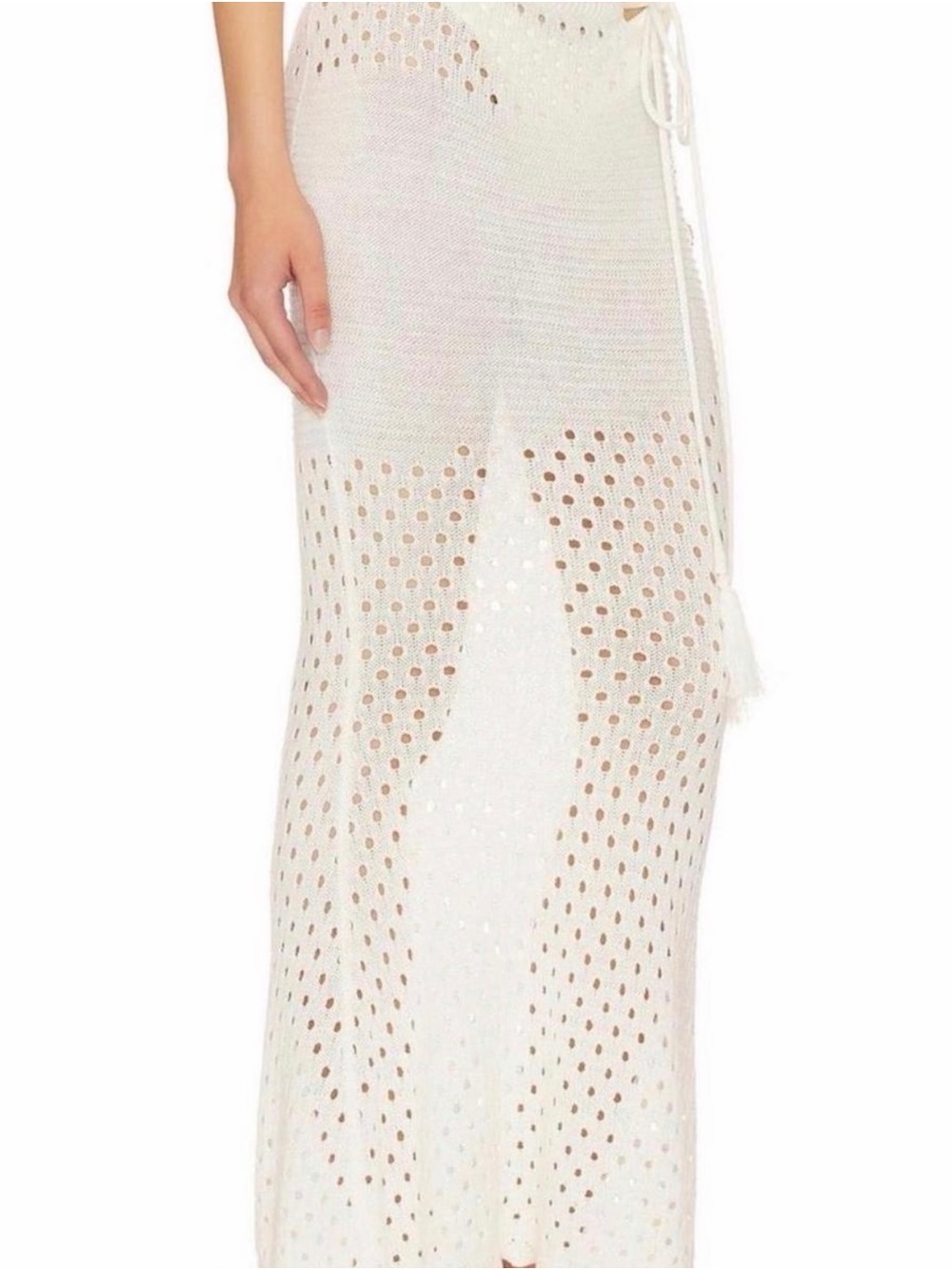 SNDYS. Crochet Knit Maxi Skirt (size small, NWT)